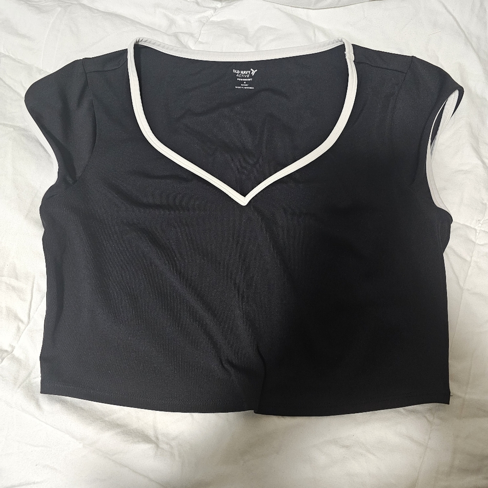 Black And Red Old Navy V-Neck Top with White Trim